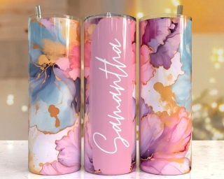 Termohrnek PINK FLOWER se jménem