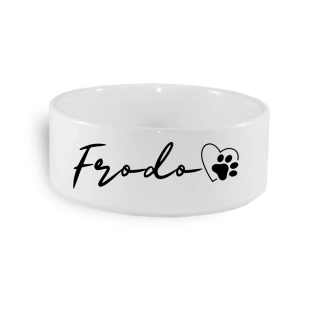 Keramická kočičí miska srdíčko [JMÉNO NA PŘÁNÍ]