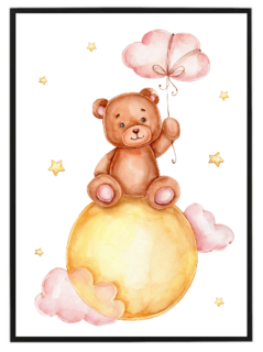 Pink bear watercolour serie