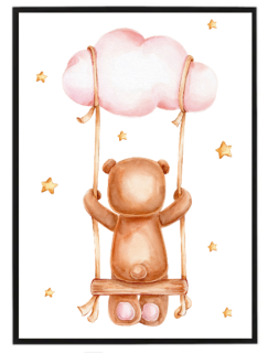 Pink bear watercolour serie